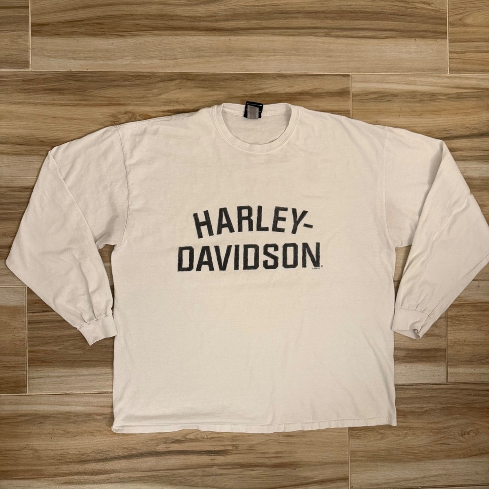 Harley-Davidson Long Sleeve T-Shirt Mens 2XL White Wisconsin Oconomowoc 2022